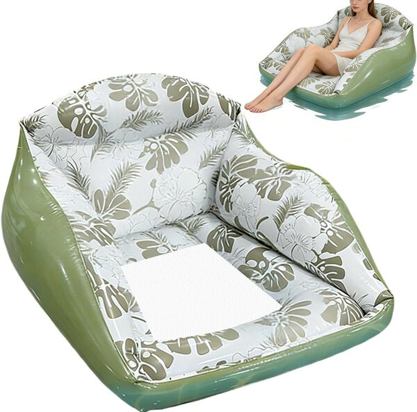 Letto gonfiabile - Materassino gonfiabile per piscina - Relax estivo - Struttura galleggiante rinforzata - 86x84 cm - Blu