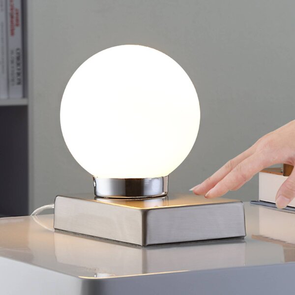 Lampada da tavolo Naomi Lindby, Bianco / Opale, Camera da letto, Vetro, Moderno, Lampada da tavolo