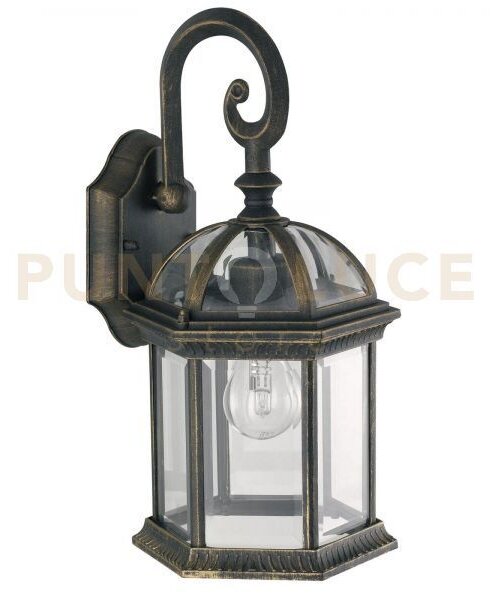 Applique gaeta nero e oro 1 luce attacco e27 ip44 20x39cm alluminio
