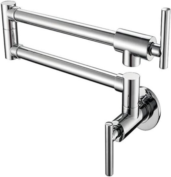 Rubinetto da cucina a parete - Rubinetto a muro - Per l'erogazione di acqua - Bocca girevole - Monocomando - Cromato