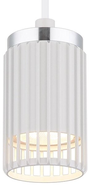 Lampada a sospensione, metallo cromato bianco, H 120 cm