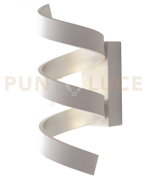 Applique a parete led helix spirale bianca e argento 9w 720lm 3000k