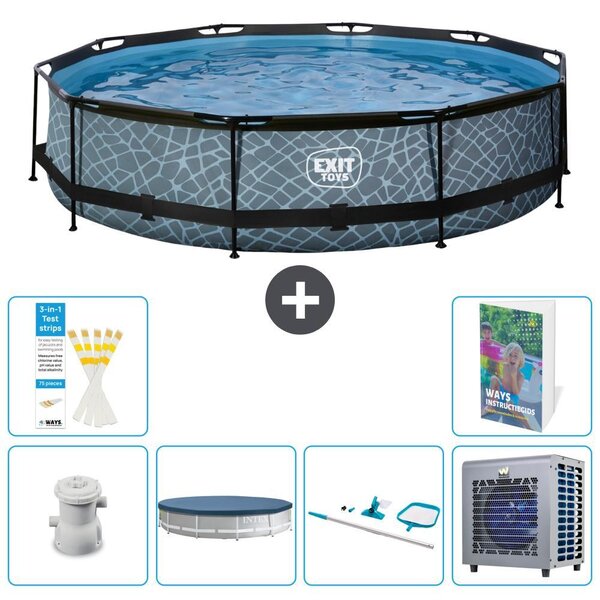 Piscina fuori terra - Design pietra - 360x76 cm - 5 pezzi - Modello S283