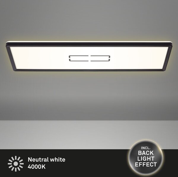 BRILONER FREE Plafoniera LED, design piatto, effetto retroilluminato, luce bianca neutra, nero, 58 x 20 x 2,9 cm