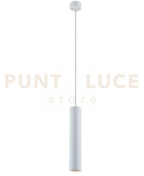 Lampadario a sospensione fluke tonda bianca 1 luce attacco gu10 5,5