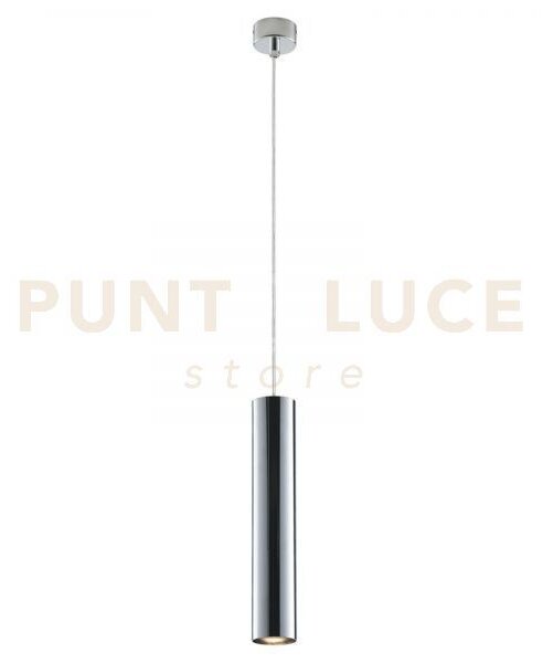Lampadario a sospensione fluke tonda cromo 1 luce attacco gu10 5,5x