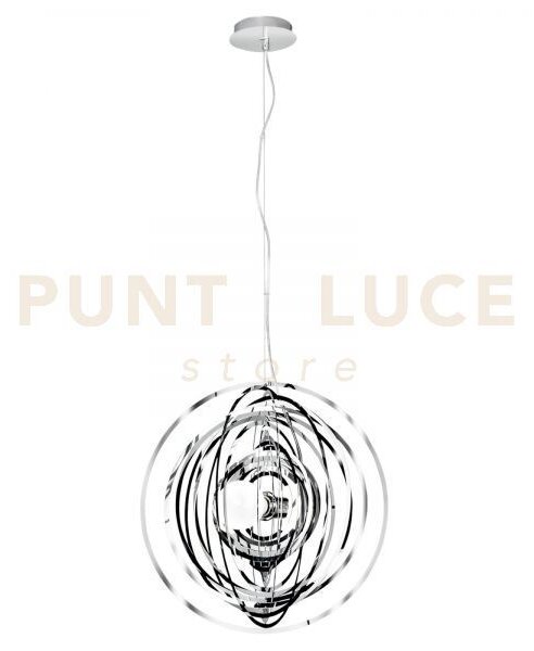 Lampadario a sospensione club cromo 1 luce attacco e27 50x50x120cm 