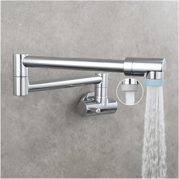 Rubinetto da cucina in ottone - Rubinetto a parete pieghevole - Per riempire l'acqua - Rotazione a 360 gradi - Modello allungato - Cromato