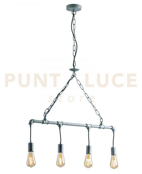 Lampadario a sospensione amarcord zincata 4 luci attacco e27 86x110cm