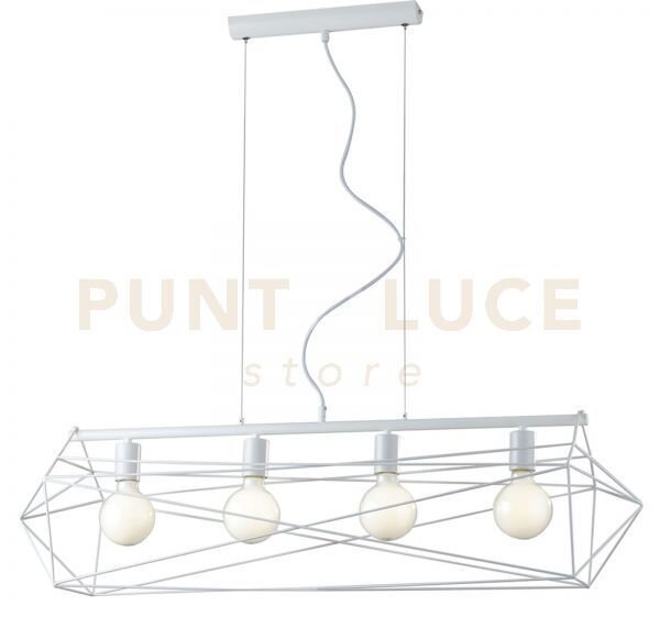 Lampadario a sospensione abraxas bianca 4 luci attacco e27 106x29,5