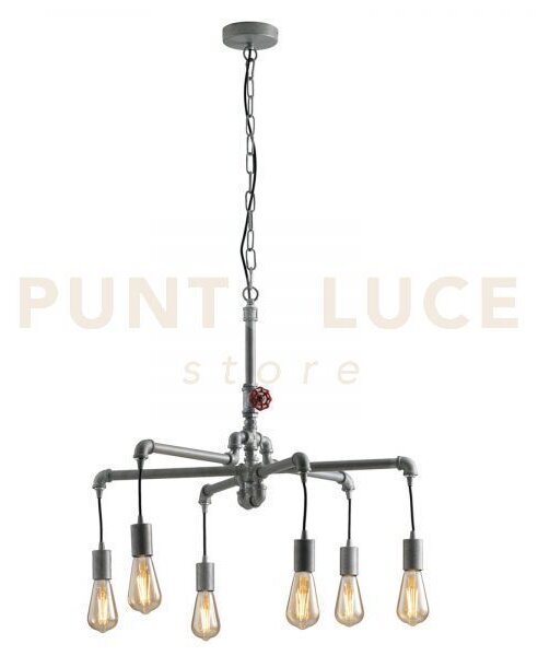 Lampadario a sospensione amarcord zincata 6 luci attacco e27 71x146cm