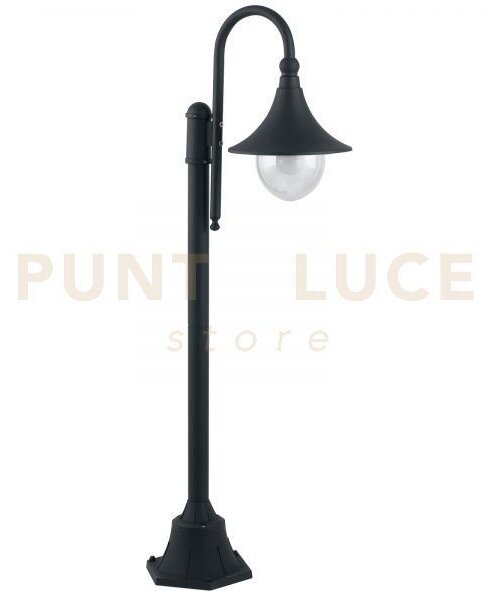 Paletto pavia nero 1 luce attacco e27 ip44 51x130cm in alluminio