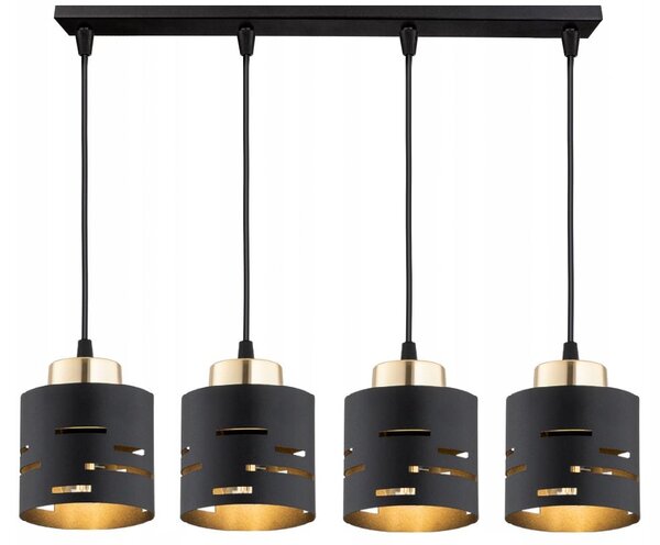 Lampada a sospensione a barra KAR-LIGHTING a 4 luci, nera, in metallo, per sala da pranzo e tavoli di grandi dimensioni, regolabile in altezza, attacco E27