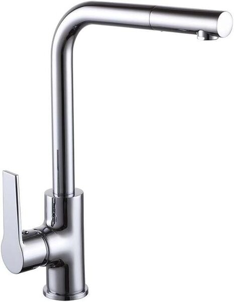 Miscelatore monocomando - Rubinetto per lavabo, rubinetto per cucina - Regolazione dell'acqua - Design piatto, girevole - 1 foro - Cromo