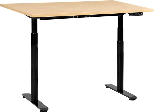 BELIANI Scrivania regolabile in altezza piano marrone chiaro struttura in acciaio nero 120 x 60 cm regolazione elettrica in altezza ufficio moderno