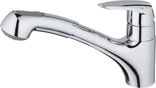 Miscelatore da cucina - Rubinetto per lavello - Uso quotidiano - Doccetta estraibile - Bocchetta da 19,5 cm - Cromo