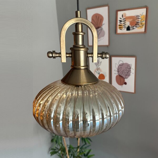 Vetro singolo miele colore lampadario tamburato vaso testa lampada a sospensione ristorante soggiorno illuminazione