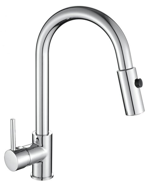 SolidKeus - Rubinetto da cucina estraibile, cromato, con rotazione a 360° e 3 livelli di flusso