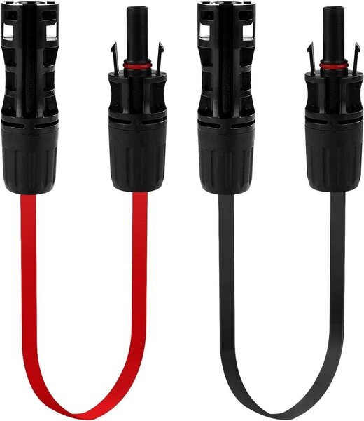 Cavo solare MC4, 0,42 metri, rosso e nero, preassemblato, cavo piatto, 1500 V