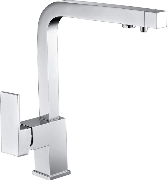 Rubinetto per cucina - Rubinetto per osmosi - Acqua filtrata - Due bocchette per l'acqua - Altezza: 32,3 cm - Cromato
