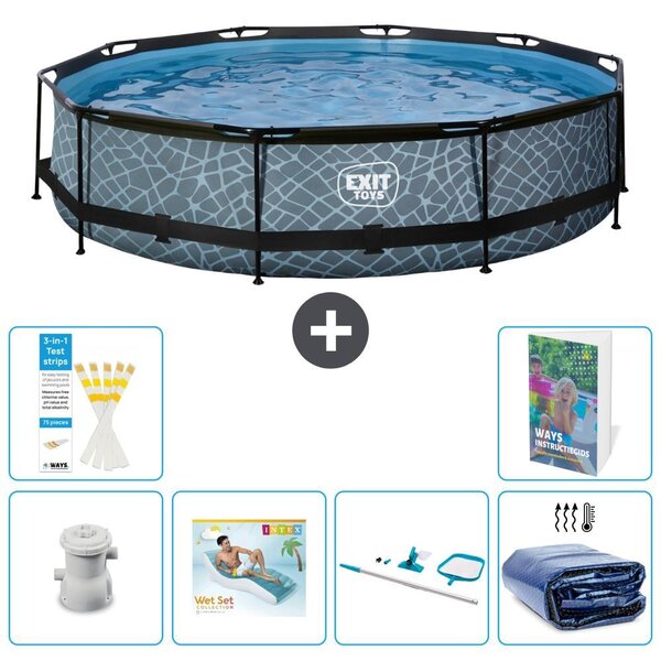 Piscina fuori terra - Design pietra - 360x76 cm - 5 pezzi - Modello S270