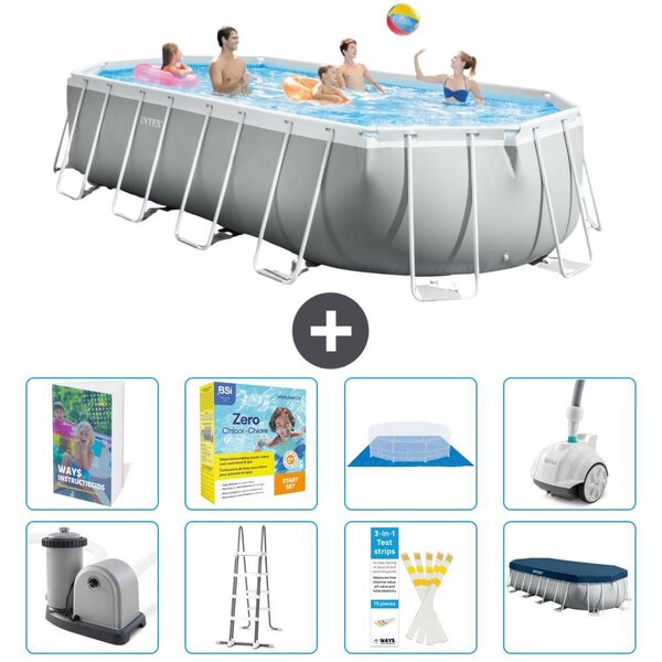 Piscina fuori terra ovale con struttura Prisma - 610x305x122 cm - 7 pezzi - Modello S544
