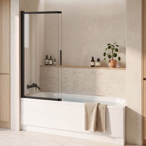 Paravento vasca scorrevole REA Dario Black 80