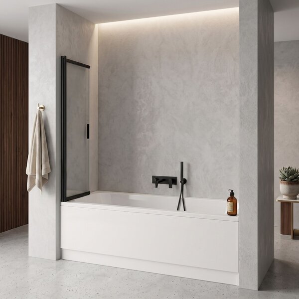 Paravento vasca scorrevole REA Dario Black 80
