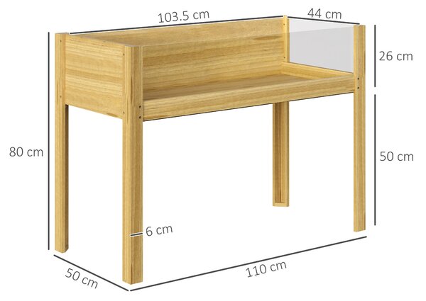 Outsunny Fioriera Rialzata da 118L con 2 Fori di Drenaggio e Pareti Trasparenti, in Legno di Abete, 110x50x80 cm