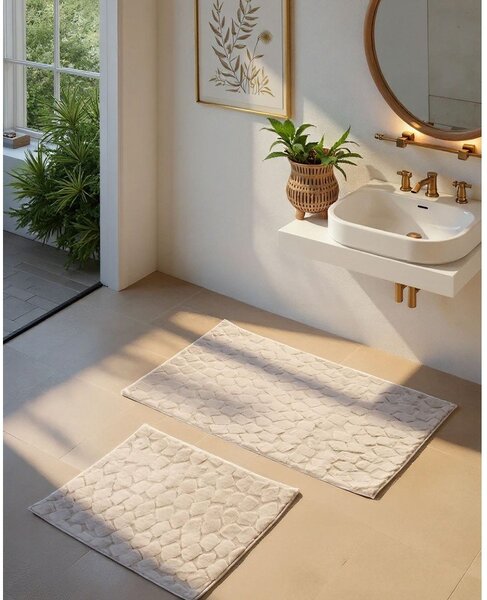 Set di tappetini per il bagno beige 2 pz 60x100 cm Rabbit – Foutastic