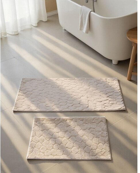 Set di tappetini per il bagno beige 2 pz 60x100 cm Rabbit – Foutastic
