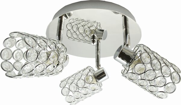 Lampada da soffitto YORK cromata 3xG9x40W con cristalli, dimensioni: 17x44x44 cm, IP20, Candellux