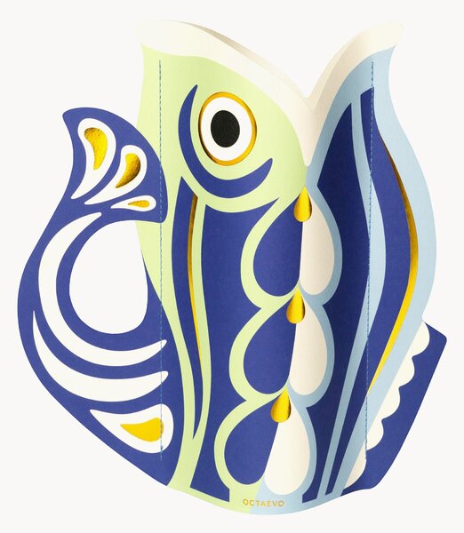 Vaso decorativo in carta fatto a mano Fish, alt. 29 cm