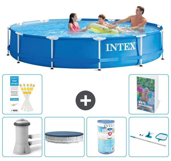 Piscina fuori terra a struttura - 366x76 cm - 5 pezzi - acciaio inossidabile S304