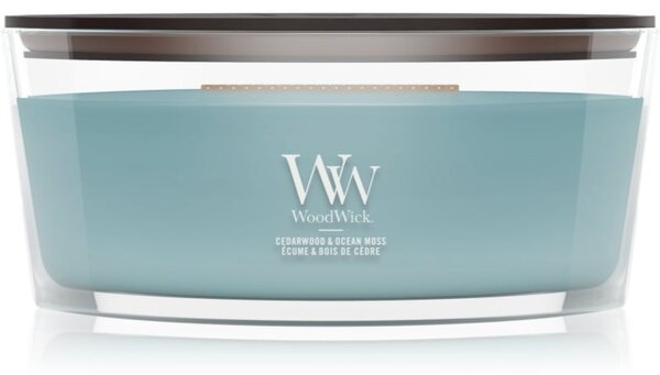Woodwick Cedarwood & Ocean Moss candela profumata con stoppino in legno 453.6 g