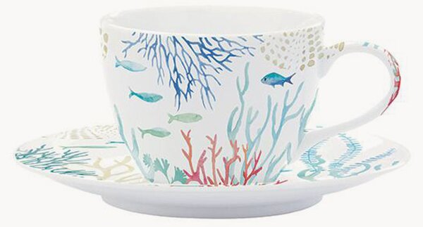 Set di 2 tazzine da caffè in porcellana con piattino Under The Sea