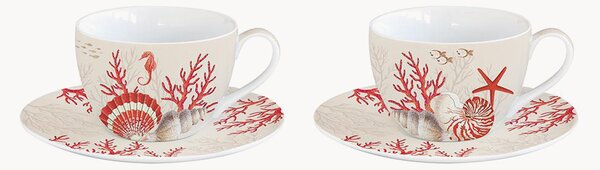 Set di 2 tazzine da caffè in porcellana con piattino Coral Reef