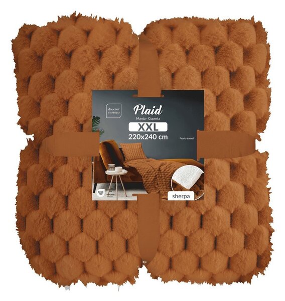 Coperta marrone chiaro in micropile 220x240 cm Frosty – douceur d'intérieur