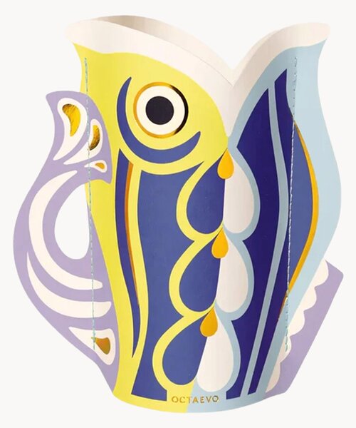 Vaso decorativo in carta fatto a mano Fish, alt. 17 cm