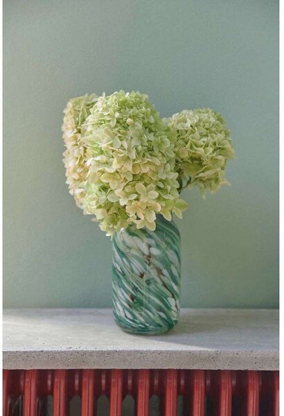 HAY - Splash Vase Roll Neck Small Green Swirl Hay