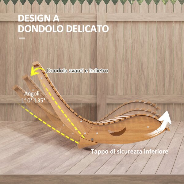 Outsunny Sedia a Dondolo da Giardino a S con Seduta Ergonomica, in Legno di Abete e di Pino, 130x60x60 cm|Aosom