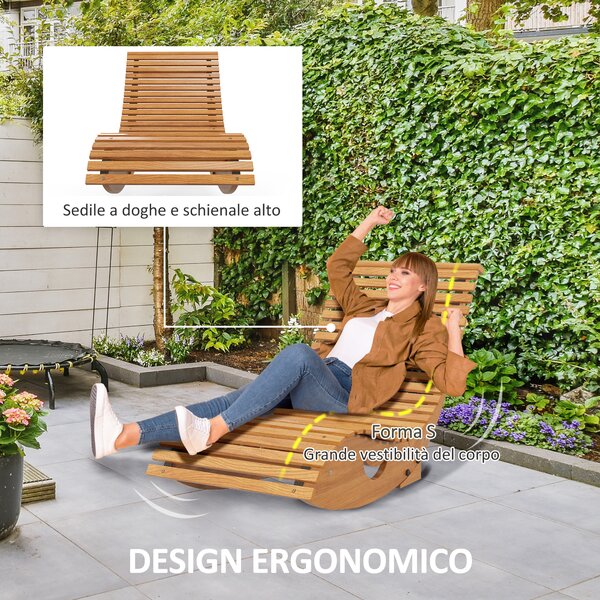 Outsunny Sedia a Dondolo da Giardino a S con Seduta Ergonomica, in Legno di Abete e di Pino, 130x60x60 cm|Aosom