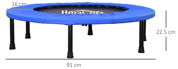 HOMCOM Trampolino Elastico per Jumping Fitness e Allenamento a Casa, Molle e Struttura in Acciaio, Φ91x22.5cm, Nero e Blu|Aosom