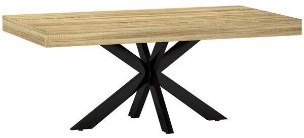 HOMCOM Tavolino da Caffè Stile Industriale in Legno e Acciaio, 110x60x45 cm, Nero e color Legno