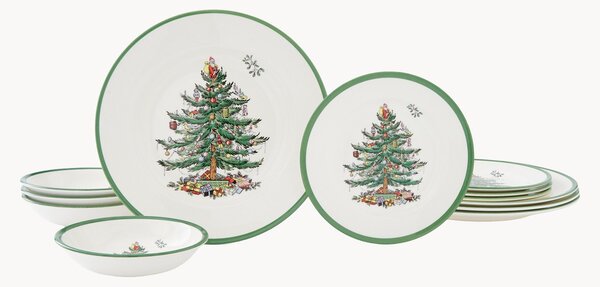 Servizio di piatti natalizio Christmas Tree, 4 persone, 12 pz