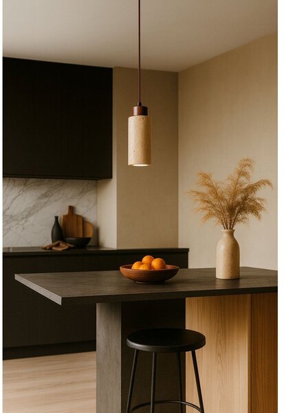 Lampadario beige con paralume in pietra ø 6,5 cm Selma – Opviq lights