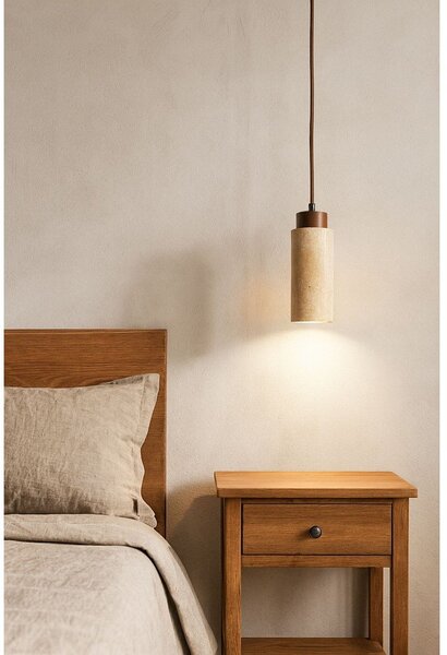 Lampadario beige con paralume in pietra ø 6,5 cm Selma – Opviq lights