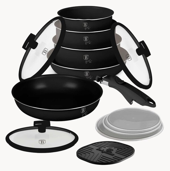 Batteria di pentole nera opaca, set da 13