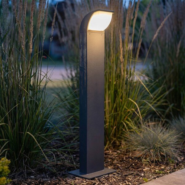 Lucande lampioncino LED Tinna, 60 cm, antracite, IP65 Tinna, Nero, Alluminio, Moderno, Lampada LED da esterni
