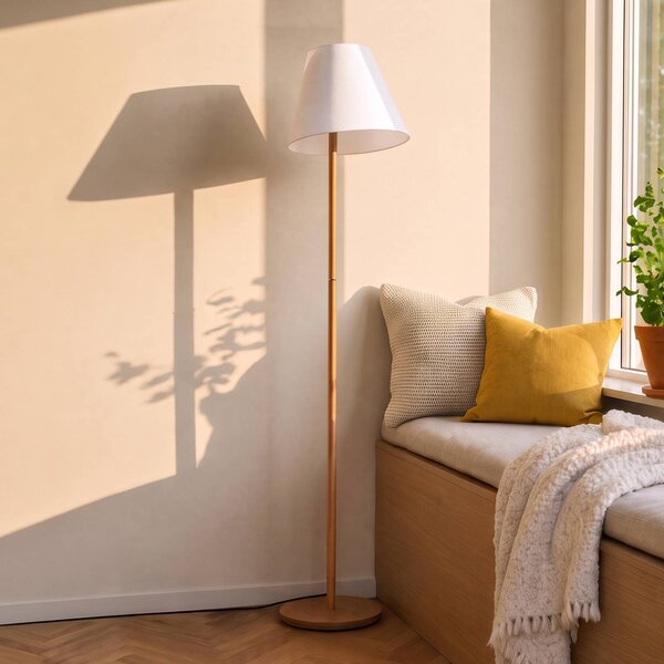 Lampada da terra Jinda Lucande, Bianco / Opale, Soggiorno / Sala da pranzo, Tessuto / Stoffa / Seta, Scandinavo, Lampada da terra
